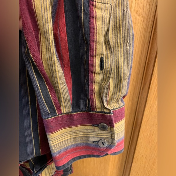 1990’s Bugatchi Multi-Color Button Down Striped Long Sleeve Dress Shirt Men’s XL - Picture 5 of 6